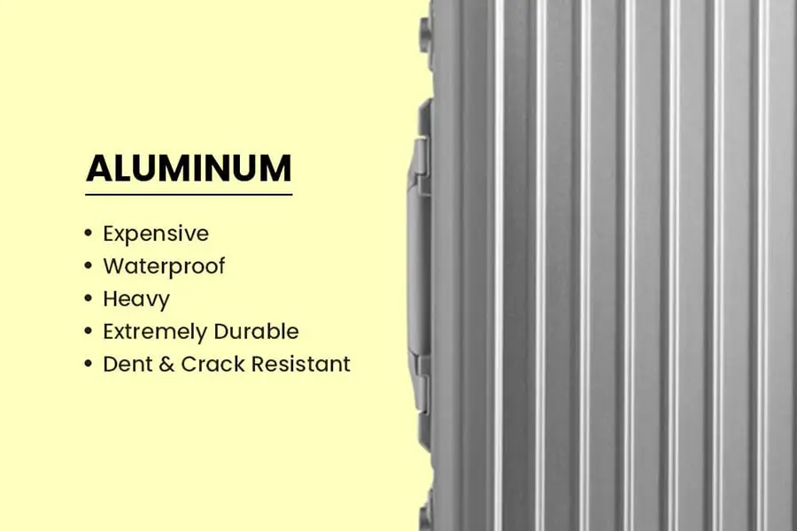 An image showing the keypoints of aluminum luggage material | luggagelovers.com