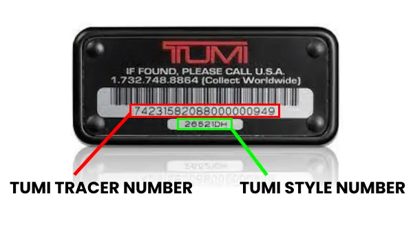 tumi tracer number location