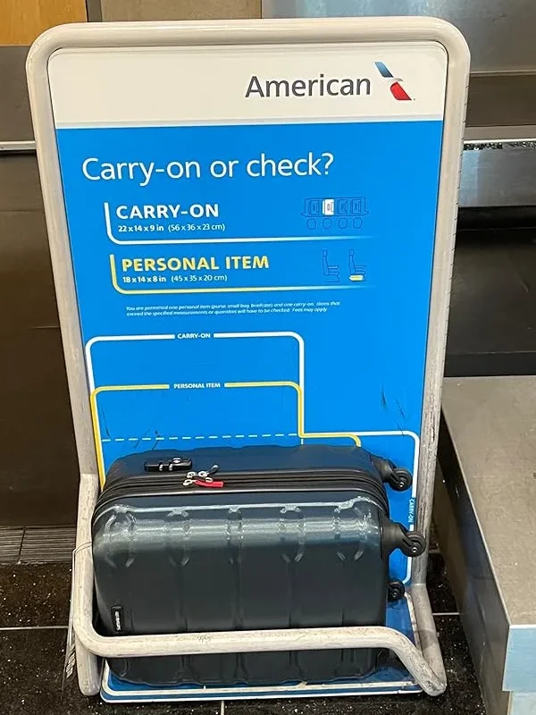 american airlines carry on luggage sizer gauge